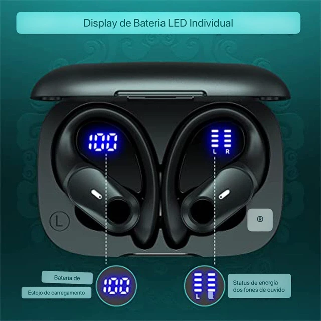 Alt view image 2 of 5 - AGKG123 T59 Bluetooth Headphones Wireless Earbuds 72hrs Playtime Wireless Charging Case Digital Display Sports Ear Buds with Earhook Premium Deep Bass IPX7 Waterproof in-Ear Earphones Bl