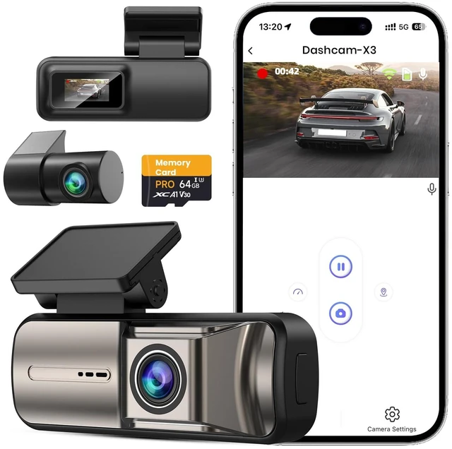 Main image of KORVITH 4K Dash Cam Front and Rear 1080P, Dual Dash Camera with 64GB Card