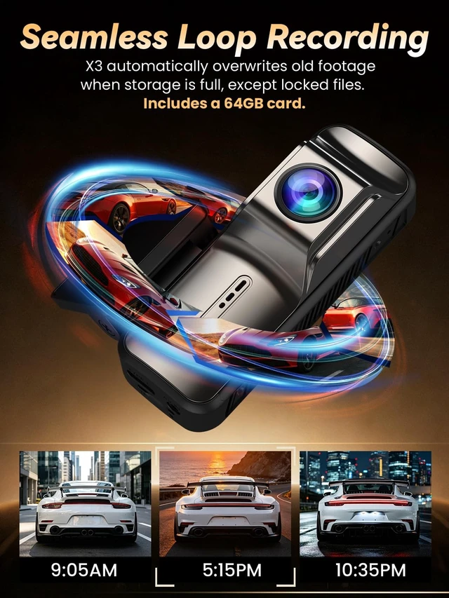 Alt view image 5 of 5 - KORVITH 4K Dash Cam Front and Rear 1080P, Dual Dash Camera with 64GB Card