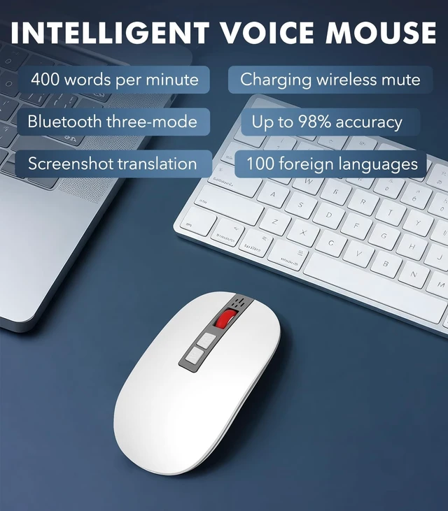 Alt view image 2 of 5 - Askyorte Bluetooth Wireless AI Mouse for Laptop/Computer/Ipad,with Voice Recorder,Real-Time Transcription Translation&Summarization,High-Performance Office Mouse for PC Laptop Remote Work
