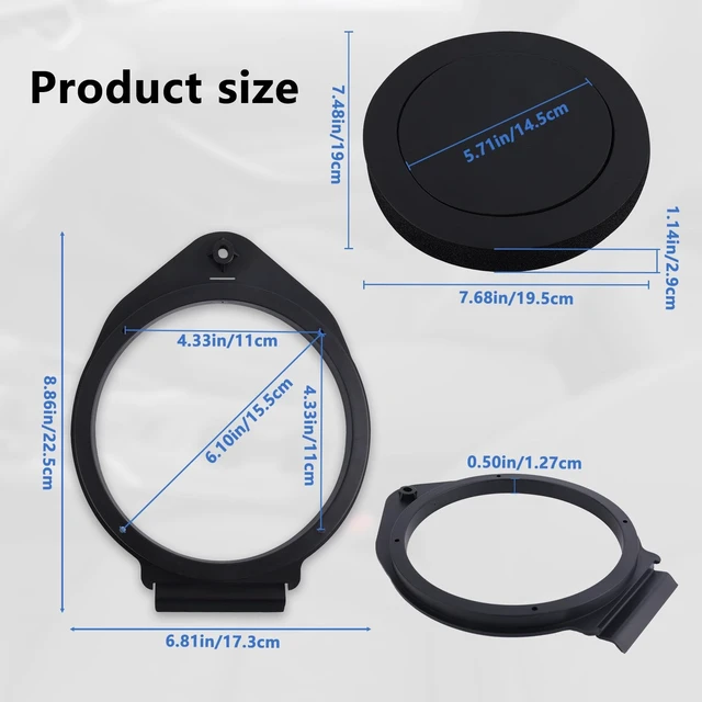 Alt view image 2 of 5 - 4pcs 2 6.5in/16.51cm Speaker Adapter Spacer Set, Include Door Speaker Adapter and 2 Foams Ring for Enhanced Sound(Black)