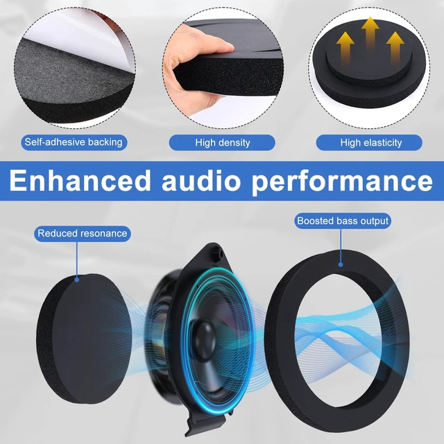 Alt view image 4 of 5 - 4pcs 2 6.5in/16.51cm Speaker Adapter Spacer Set, Include Door Speaker Adapter and 2 Foams Ring for Enhanced Sound(Black)
