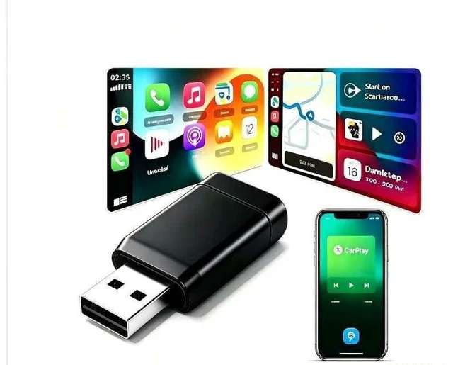 Main image of 2026 Upgraded 2-in-1 Wireless CarPlay & Android Auto Adapter, Wired to Wireless Dongle, Plug & Play Fast Auto-Connect, Stable No Delay, Mini USB & USB-C Plug for iPhone Android, Black