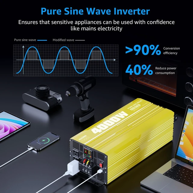 Alt view image 3 of 5 - XWJNE 4000W Pure Sine Wave Power Inverter 48V DC to 120V AC Converter
