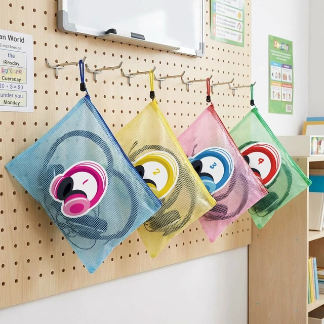 Main image of Fuyoooo 48 Pack Classroom Headphone Bags A4 Letter Size Mesh Zipper Pouch