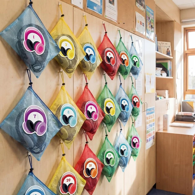Alt view image 5 of 5 - Fuyoooo 48 Pack Classroom Headphone Bags A4 Letter Size Mesh Zipper Pouch