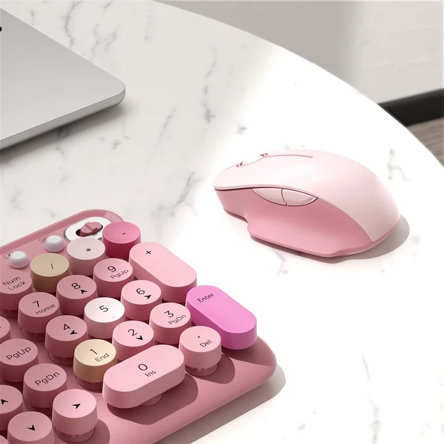 Alt view image 5 of 5 - COVEVA Colorful Wireless Keyboard and Mouse Combo (Pink Colorful)