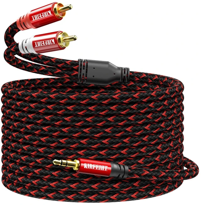 Main image of KIRFEIHT RCA to 3.5mm Cable 50 FT, 2RCA to Aux Audio Adapter HiFi Sound