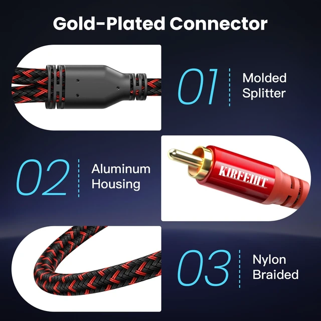 Alt view image 2 of 5 - KIRFEIHT RCA to 3.5mm Cable 50 FT, 2RCA to Aux Audio Adapter HiFi Sound