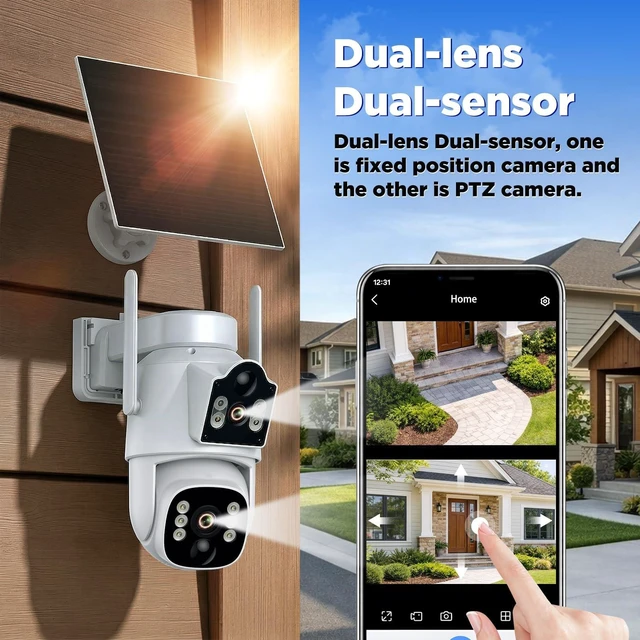 Alt view image 3 of 3 - Camcamp 4G Cellular Security Camera, Solar Camera Wireless Outdoor 2K 360 PTZ Live View with Auto-Tracking, Color Night Vision, Built-in SIM Card, Cloud Storage, IP66 Weatherproof