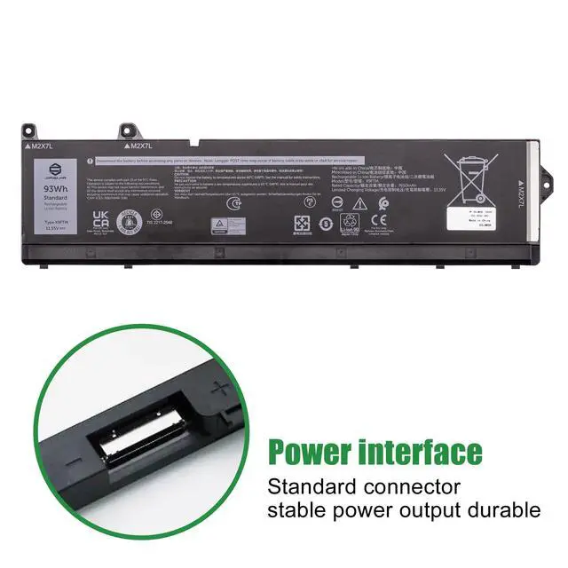 Alt view image 3 of 6 - X9FTM Laptop Battery Replacement for Dell Precision 7670 7680 7770 7780 Series Notebook 45N47 451-BCYG 05JMD8 5JMD8 965V4 Black 11.55V 93Wh 7650mAh