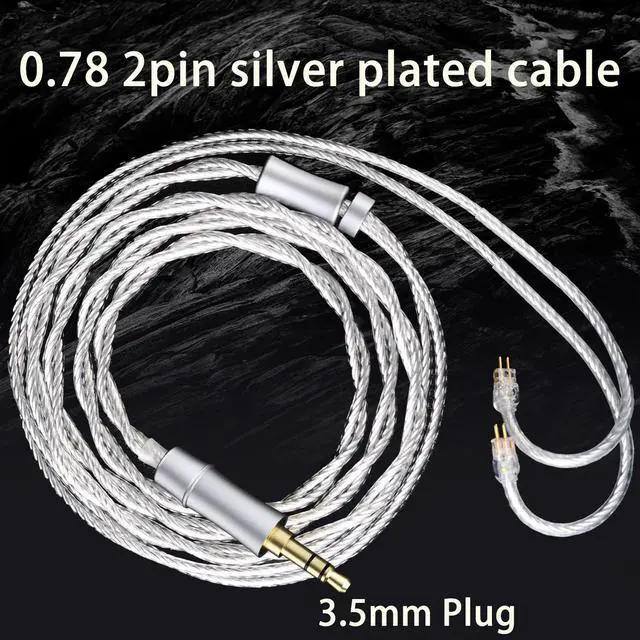 Alt view image 3 of 7 - HiFi Earphone Audio Upgrade Cable,8N Silver Plated Headphone Cords,1.3m in Ear Monitor IEM Cord for Audiophile Musician Drummer 3.5mm Plug(0.78mm 2Pin 4.2ft)