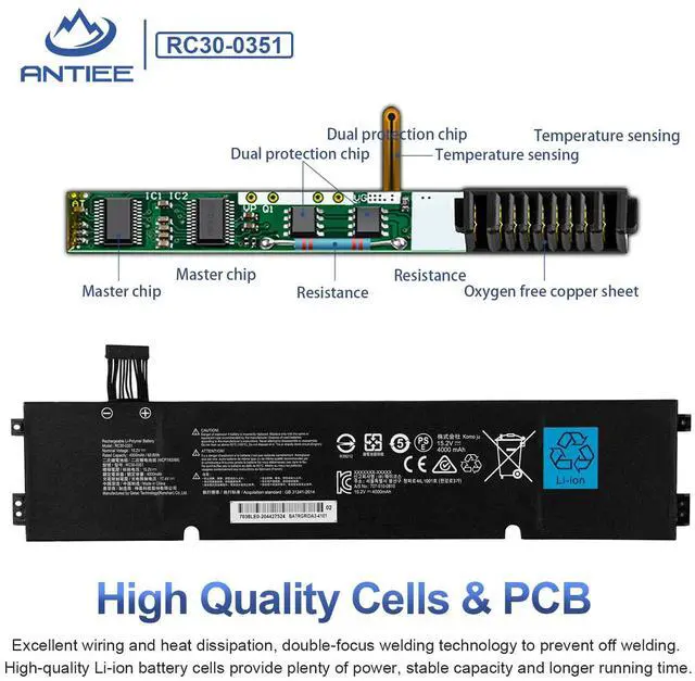 Alt view image 4 of 7 - RC30-0351 Laptop Battery Replacement for Razer Blade 15 Base 2020 2021 | RZ09-0351 RZ09-0369x Notebook Series RZ09-03519E11 4ICP7/63/69 Battery 15.2V 60.8Wh 4000mAh