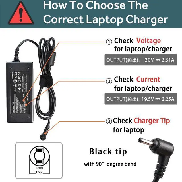 Alt view image 3 of 6 - 20V 2.25A 45W AC Adapter Laptop Charger for Lenovo Ideapad | Compatible with 100 110 110s 120s 310 320 320s 510 510s 710s 720s, Compatible with Yoga 710 11 14 15