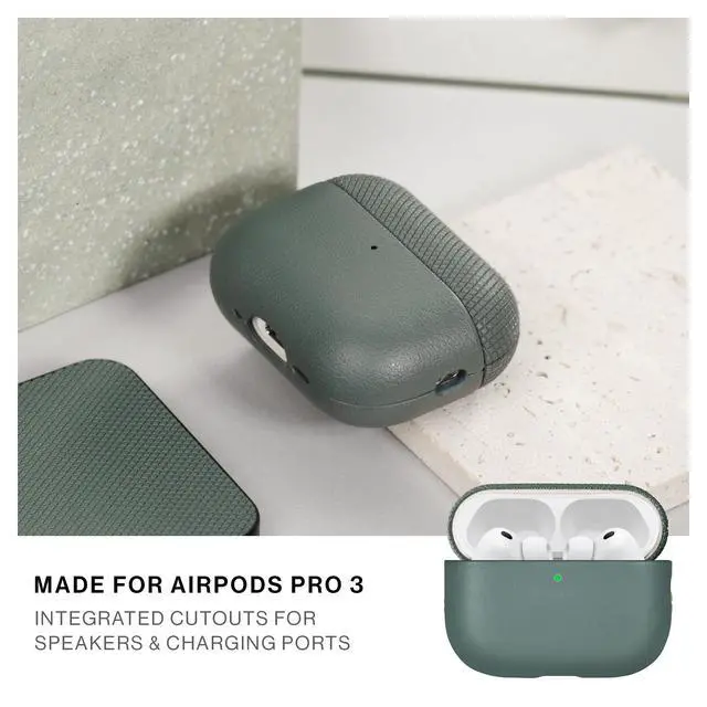 Alt view image 2 of 6 - (Re) Classic Case for AirPods Pro 3 Premium Resistant & Recycled Materials Durable Protection Supports Wireless Chargers Compatible with AirPods Pro 3 (Slate Green)
