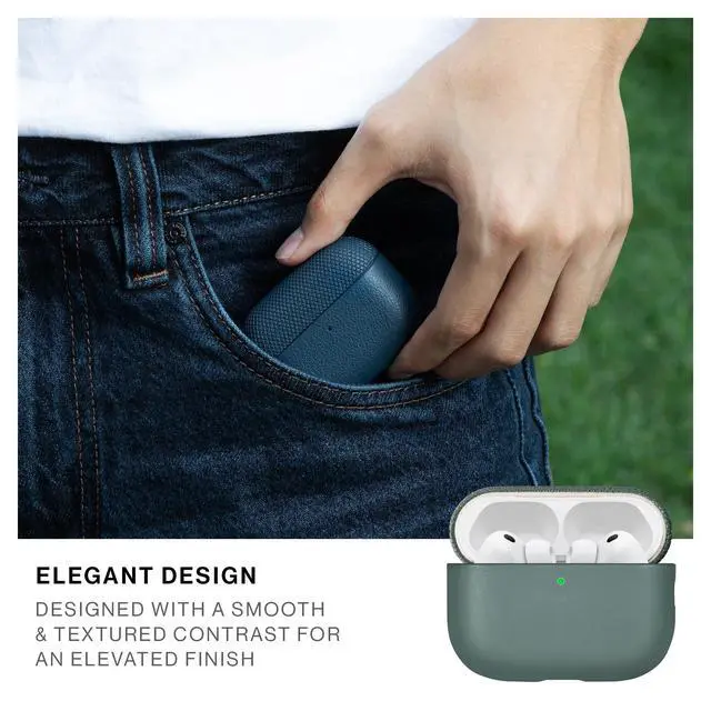 Alt view image 6 of 6 - (Re) Classic Case for AirPods Pro 3 Premium Resistant & Recycled Materials Durable Protection Supports Wireless Chargers Compatible with AirPods Pro 3 (Slate Green)