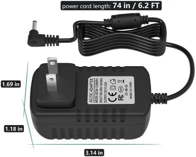 Alt view image 2 of 7 - 12V 2A Laptop Charger for Gateway GWTC116 GWTN156 GWNC21524 Adapter | Power Supply for Gateway GWTC116-1 GWTC116-2 GWTN116 GWTN133 GWTN141 SAW30-120-2000U Laptop Charger Replacement Cord AC DC