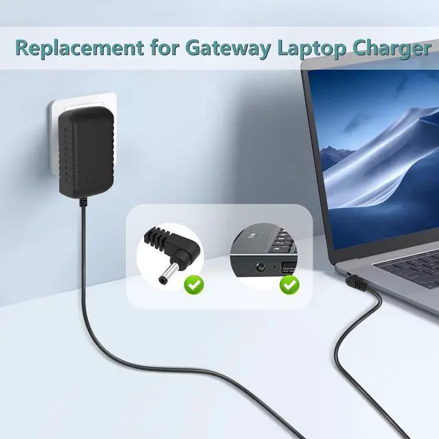 Alt view image 4 of 7 - 12V 2A Laptop Charger for Gateway GWTC116 GWTN156 GWNC21524 Adapter | Power Supply for Gateway GWTC116-1 GWTC116-2 GWTN116 GWTN133 GWTN141 SAW30-120-2000U Laptop Charger Replacement Cord AC DC