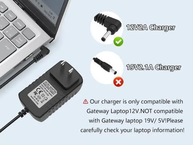 Alt view image 5 of 7 - 12V 2A Laptop Charger for Gateway GWTC116 GWTN156 GWNC21524 Adapter | Power Supply for Gateway GWTC116-1 GWTC116-2 GWTN116 GWTN133 GWTN141 SAW30-120-2000U Laptop Charger Replacement Cord AC DC