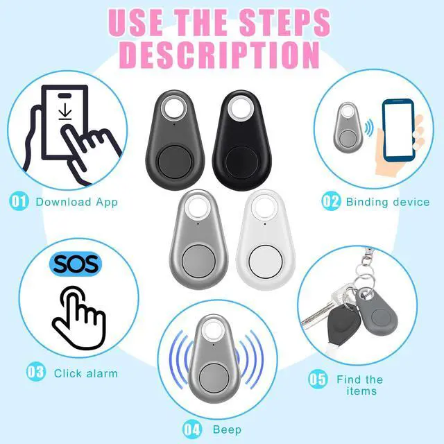 Alt view image 3 of 6 - 8 Packs Portable GPS Tracking Mobile Tracking Anti Loss Smart Device Key Finder Locator GPS Tracker Device for Pets Dog Cat Wallet Keychain Luggage, Alarm Reminder(Black, White, Gray)