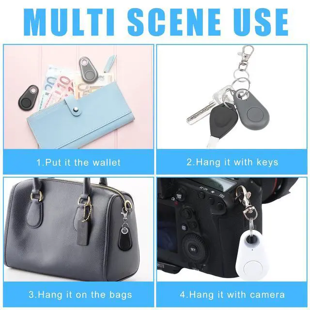 Alt view image 4 of 6 - 8 Packs Portable GPS Tracking Mobile Tracking Anti Loss Smart Device Key Finder Locator GPS Tracker Device for Pets Dog Cat Wallet Keychain Luggage, Alarm Reminder(Black, White, Gray)