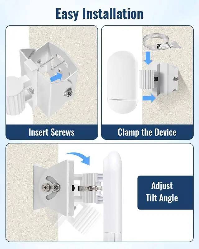 Alt view image 5 of 6 - Wireless Bridge Mount Fit for Ubiquiti NanoStation AC and M Series | Stainless Steel Base, Anti-Slip Design, Screw Locking, Angle Adjustment, Quick Setup, Reliable Support