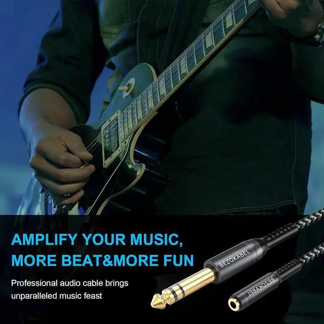 Alt view image 6 of 6 - 1/4 to 3.5mm Headphone Adapter 8ft, TRS 6.35mm Male to 3.5mm Female, 1/4 to 1/8 Stereo Jack Adapter for Amplifiers, Guitar- 8ft