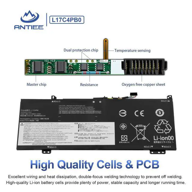 Alt view image 3 of 7 - L17C4PB0 Laptop Battery Replacement for Lenovo Flex 6-14IKB 14ARR IdeaPad | 530S-14ARR 530S-15IKB 530S-14IKB Series L17M4PB0 L17M4PB2 L17C4PB2 5B10Q16066 5B10Q22883 5B10Q16067 7.68V 45Wh 5928mAh
