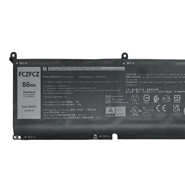 Alt view image 2 of 6 - 69KF2 Battery 86Wh 8FCTC 70N2F 11.4V | Replacement for Dell Alienware M15 R3 R4 R5 R6 M16 R1 M17 R3 / Inspiron 15 7510 / Precision 5560 5570 / XPS 9500 9520 Series