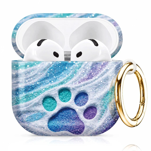 Main image of Compatiable with AirPod 4 Protective Case 2024, Soft Protective Case with Keychain for Women,Cute& Sleek Design Shockproof Charging Case Cover for AirPod 4(Glittery Paw On Swirled Sand)