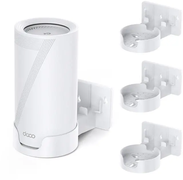 Main image of Wall Mount Kit for TP-Link Deco BE75/BE85/BE95 WiFi 7 Mesh System Space-Saving Bracket with Cable & Power Adapter Storage, Secure & Stylish Design for Home and Office (White, 3-Pack)