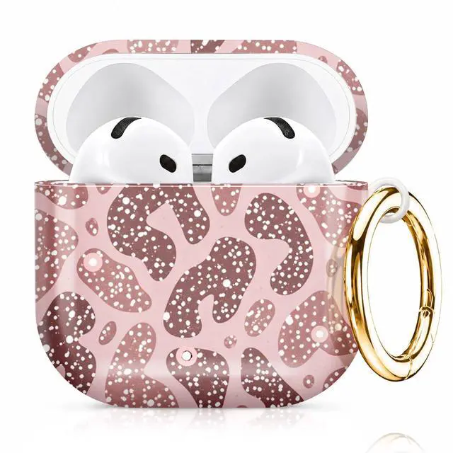 Main image of Compatiable with AirPod 4 Protective Case 2024, Soft Protective Case with Keychain for Women,Cute& Sleek Design Shockproof Charging Case Cover for AirPod 4(Pink Leopard with Dots)