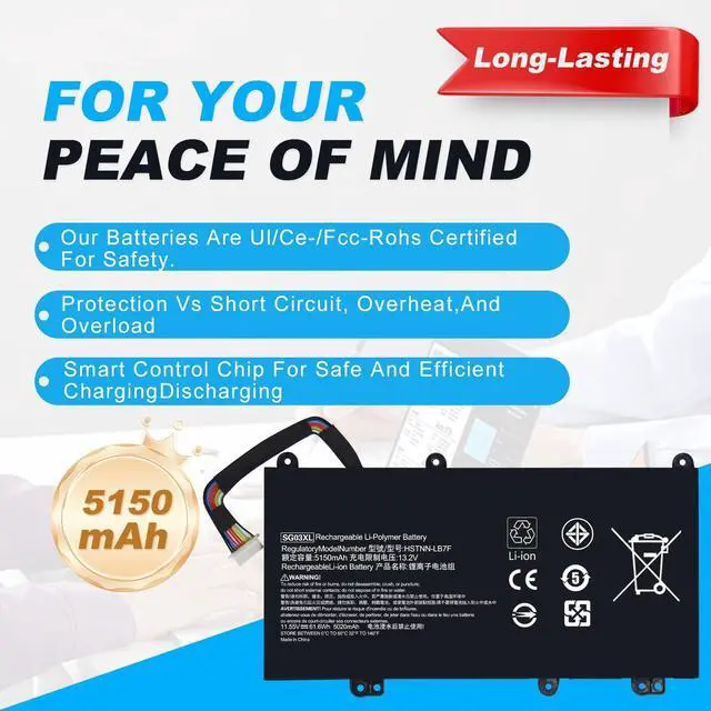 Alt view image 3 of 6 - SG03XL Battery 849048-421 for HP Envy M7 M7-U009DX M7-U109DX 17T-U000 CTO 17-U273CL 17-U275CL 17-U163CL 17-U177CL HSTNN-LB7E HSTNN-LB7F 41.5Wh