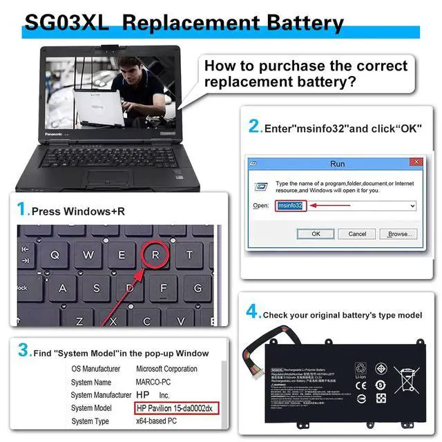 Alt view image 5 of 6 - SG03XL Battery 849048-421 for HP Envy M7 M7-U009DX M7-U109DX 17T-U000 CTO 17-U273CL 17-U275CL 17-U163CL 17-U177CL HSTNN-LB7E HSTNN-LB7F 41.5Wh
