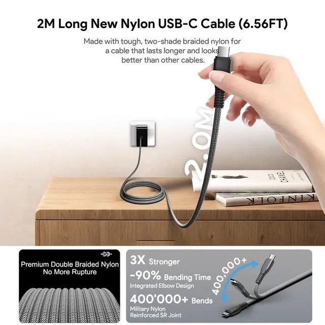 Alt view image 4 of 6 - 65W USB Type C Charger for Nimo N151 N151S N152 N153 N154 15.6" N171 N171S 17.3" FHD Laptop Notebook PC PD3.0 GaN 60W 65w USB-C Power Supply Travel Charger with 6.6ft USB C Cable & Foldable Plug