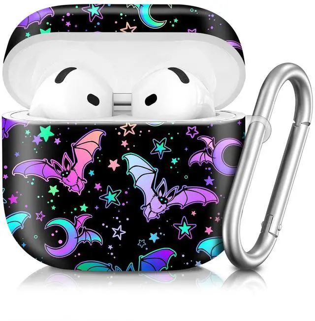 Main image of Compatible with AirPod 4th Generation 2024 Case, Shockproof Anti-Drop Protective Cover, Cute Case for Women Men with Keychain(Colorful Bats)
