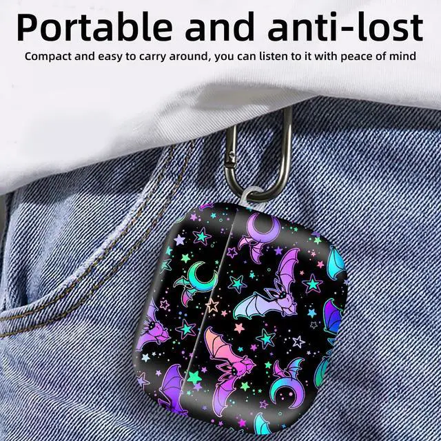 Alt view image 5 of 6 - Compatible with AirPod 4th Generation 2024 Case, Shockproof Anti-Drop Protective Cover, Cute Case for Women Men with Keychain(Colorful Bats)