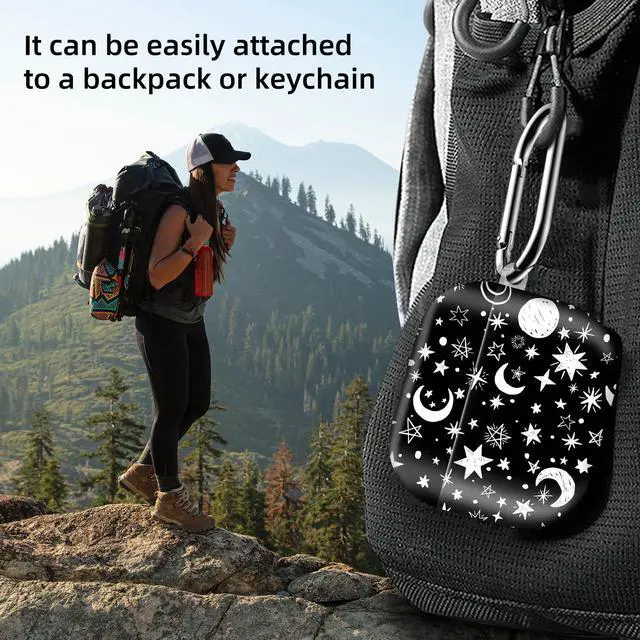 Alt view image 2 of 6 - Compatible with AirPod 4th Generation 2024 Case, Shockproof Anti-Drop Protective Cover, Cute Case for Women Men with Keychain(Moon Stars)