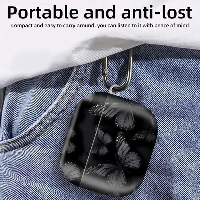 Alt view image 5 of 6 - Compatible with AirPod 4th Generation 2024 Case, Shockproof Anti-Drop Protective Cover, Cute Case for Women Men with Keychain(Dark Butterfly)