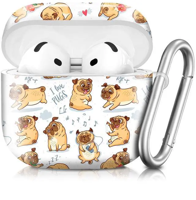 Main image of Compatible with AirPod 4th Generation 2024 Case, Shockproof Anti-Drop Protective Cover, Cute Case for Women Men with Keychain(Cute Pug Dog)