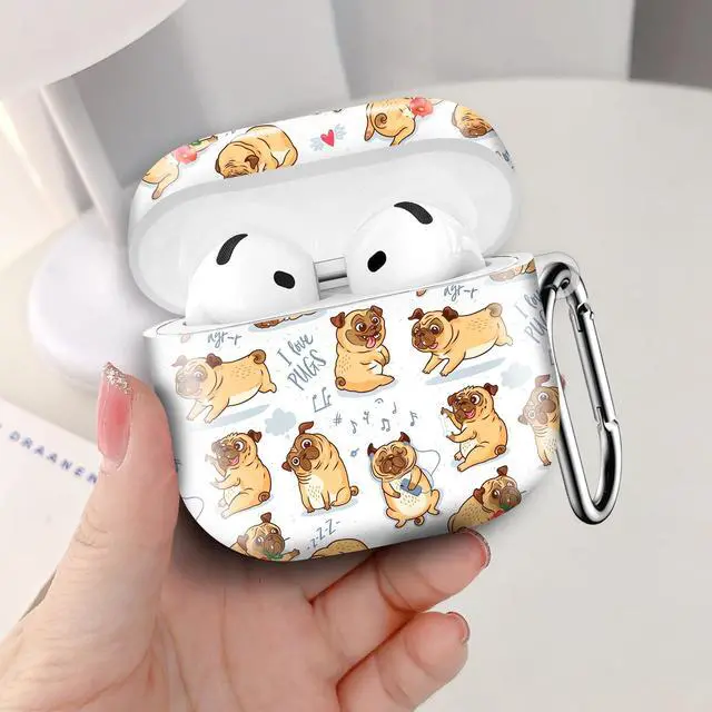 Alt view image 4 of 6 - Compatible with AirPod 4th Generation 2024 Case, Shockproof Anti-Drop Protective Cover, Cute Case for Women Men with Keychain(Cute Pug Dog)