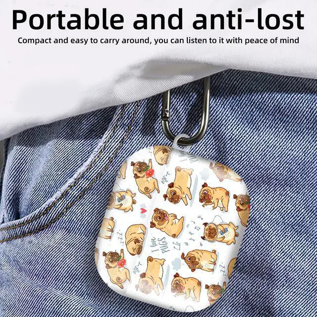 Alt view image 5 of 6 - Compatible with AirPod 4th Generation 2024 Case, Shockproof Anti-Drop Protective Cover, Cute Case for Women Men with Keychain(Cute Pug Dog)