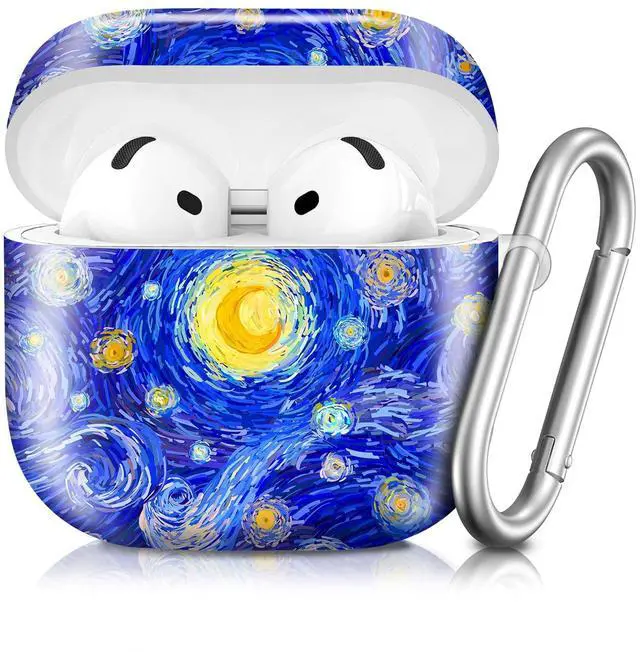 Main image of Compatible with AirPod 4th Generation 2024 Case, Shockproof Anti-Drop Protective Cover, Cute Case for Women Men with Keychain(Starry Night)