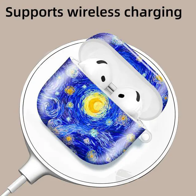 Alt view image 3 of 6 - Compatible with AirPod 4th Generation 2024 Case, Shockproof Anti-Drop Protective Cover, Cute Case for Women Men with Keychain(Starry Night)