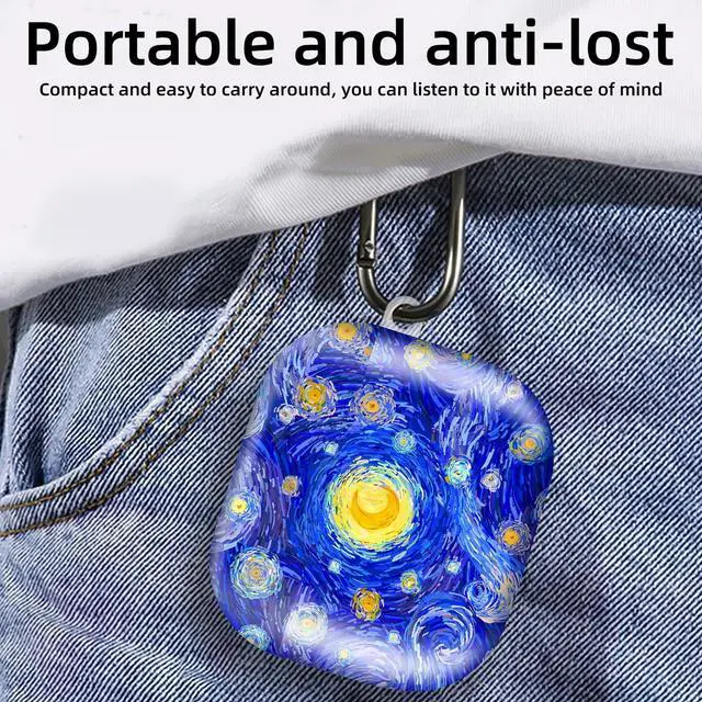 Alt view image 5 of 6 - Compatible with AirPod 4th Generation 2024 Case, Shockproof Anti-Drop Protective Cover, Cute Case for Women Men with Keychain(Starry Night)