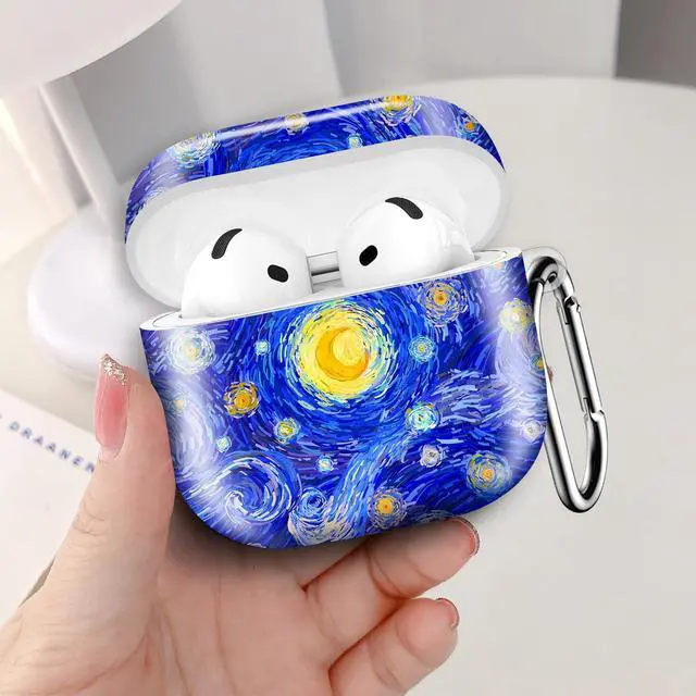 Alt view image 4 of 6 - Compatible with AirPod 4th Generation 2024 Case, Shockproof Anti-Drop Protective Cover, Cute Case for Women Men with Keychain(Starry Night)