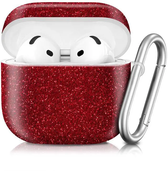Main image of Compatible with AirPod 4th Generation 2024 Case, Shockproof Anti-Drop Protective Cover, Cute Case for Women Men with Keychain(Red)