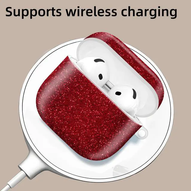 Alt view image 3 of 6 - Compatible with AirPod 4th Generation 2024 Case, Shockproof Anti-Drop Protective Cover, Cute Case for Women Men with Keychain(Red)