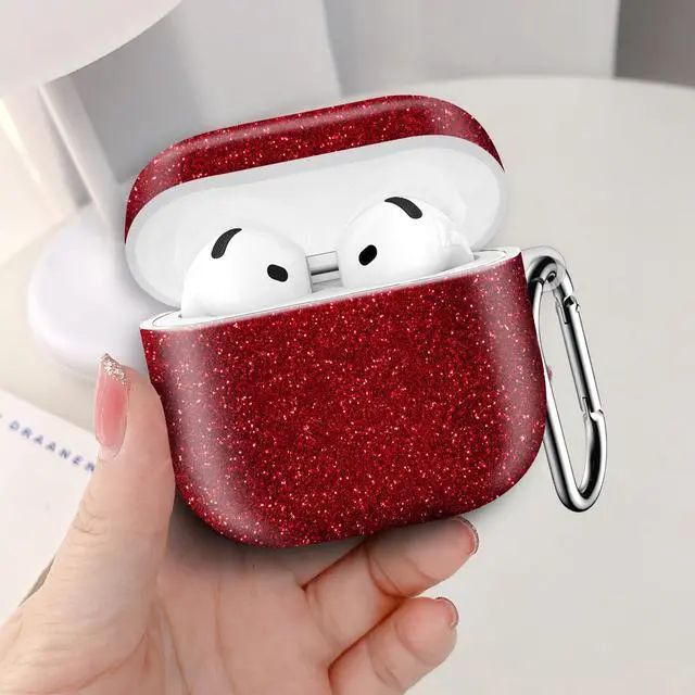 Alt view image 4 of 6 - Compatible with AirPod 4th Generation 2024 Case, Shockproof Anti-Drop Protective Cover, Cute Case for Women Men with Keychain(Red)