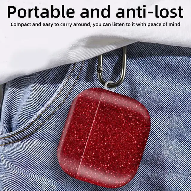 Alt view image 5 of 6 - Compatible with AirPod 4th Generation 2024 Case, Shockproof Anti-Drop Protective Cover, Cute Case for Women Men with Keychain(Red)